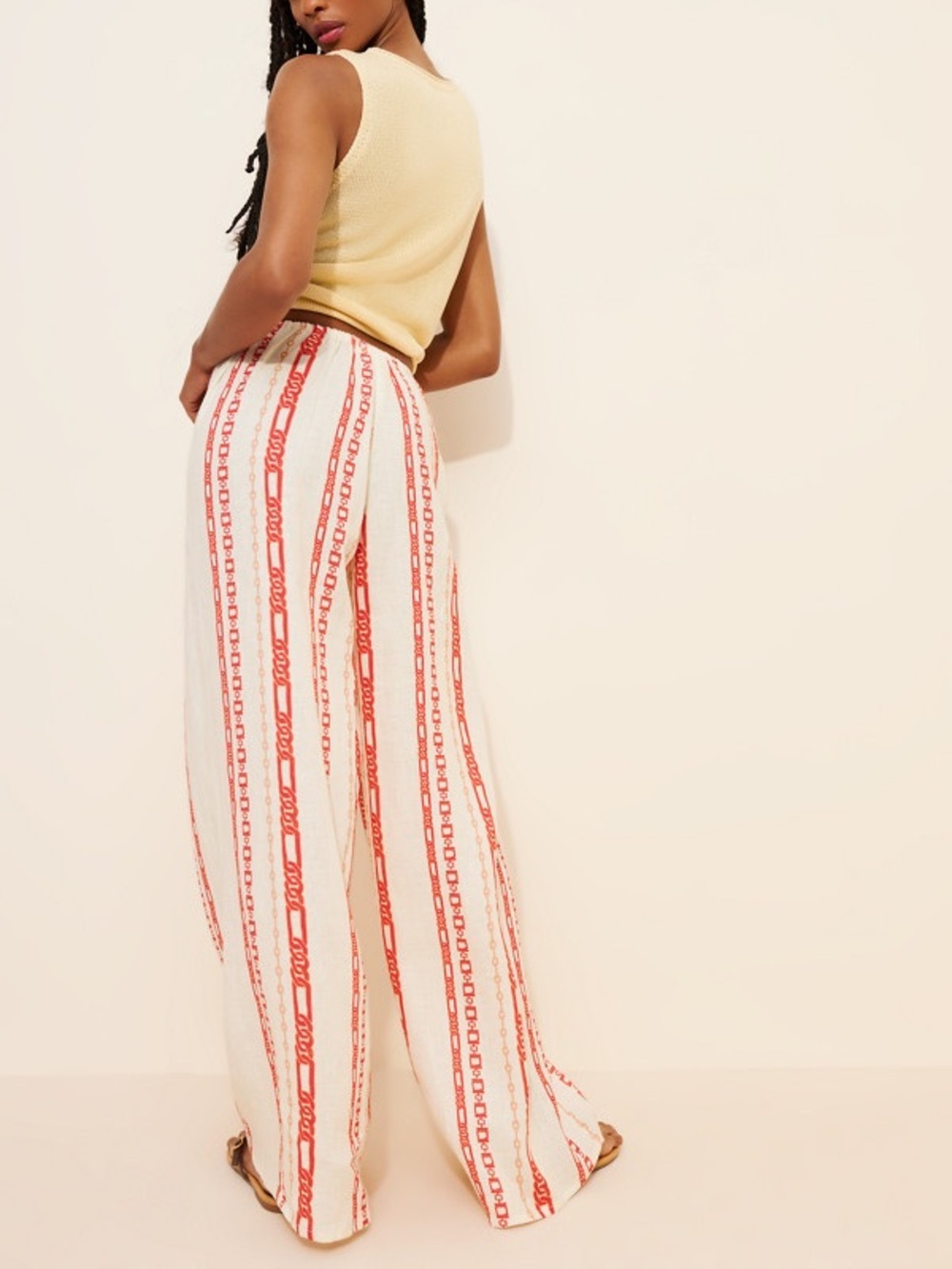 VRG GRL Raya 100% Linen Wide Leg Drawstring Pants Small Coastal Resort - Picture 3 of 14